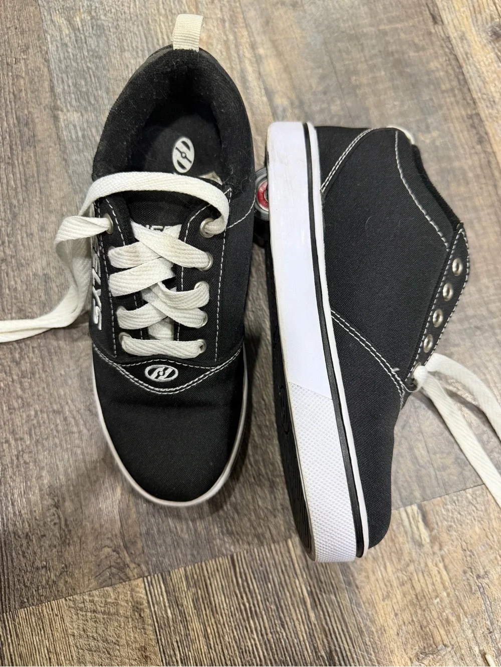 Heelys Black Canvas Skate Shoes with White Accents